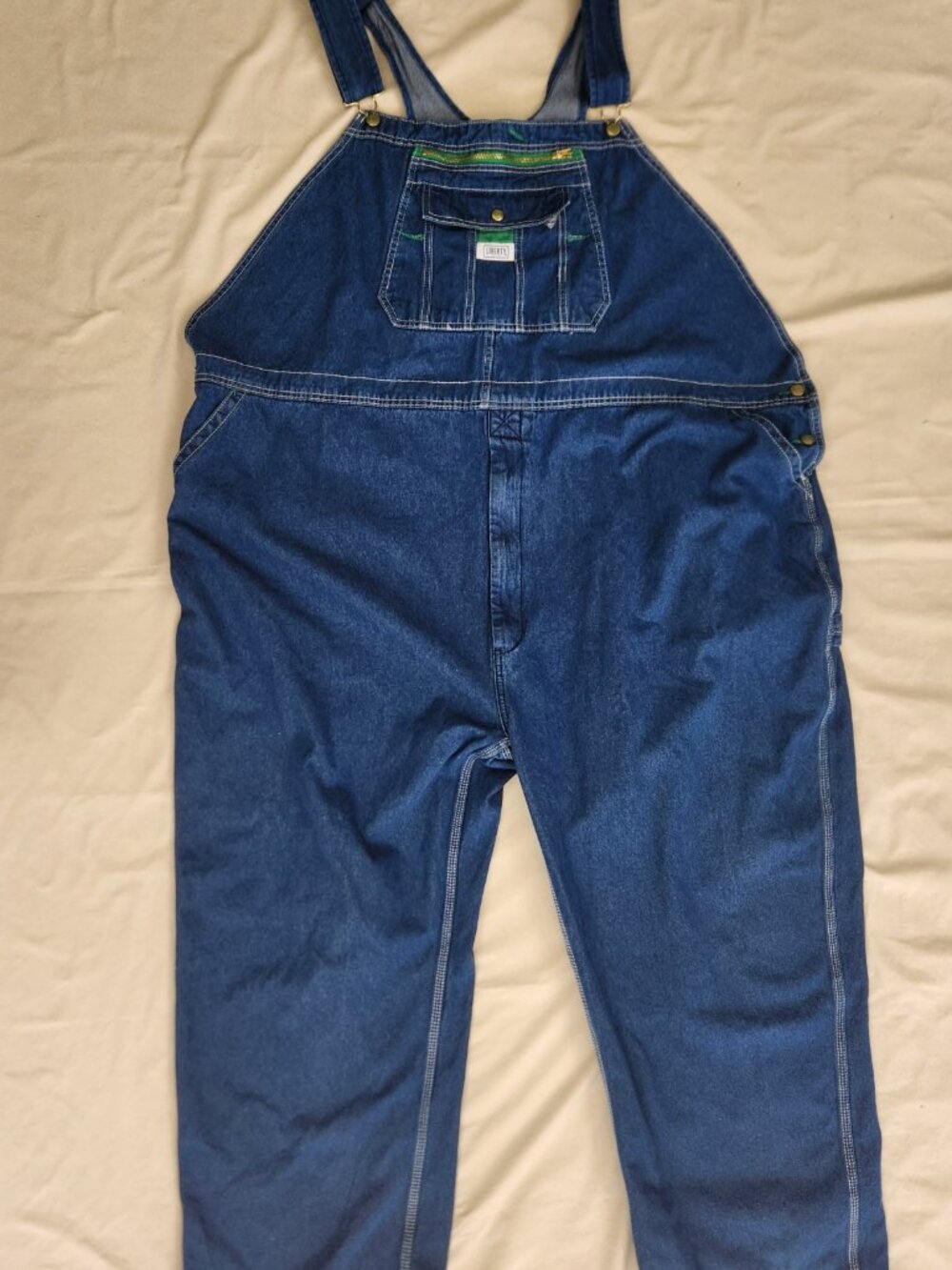 Vtg Liberty Bib Overalls Mens 60 X 30 Denim Workwear / Farmwear Dark Wash - EUC